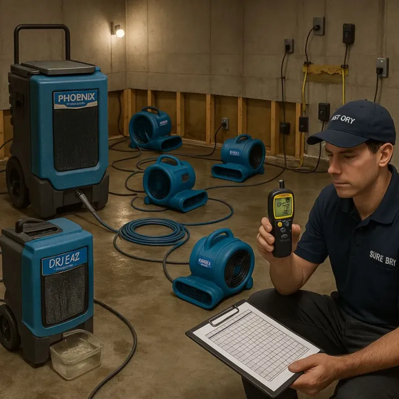 Structural Drying and Dehumidification process in Riverton, WA